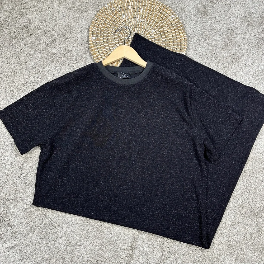 SOLD | Dressed in Lala Casual Luxe Midi Dress in Black Disco Sparkle Boxy S - Picture 3 of 16